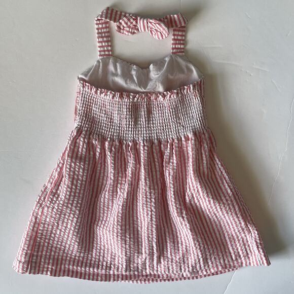 Janie And Jack Nautical Seersucker Smocked Striped Halter Sundress Size 3-6M - Picture 3 of 10